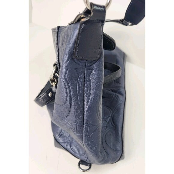 Coach Ashley Blue Patent Leather Satchel Handbag Purse F19449 - Picture 13 of 13